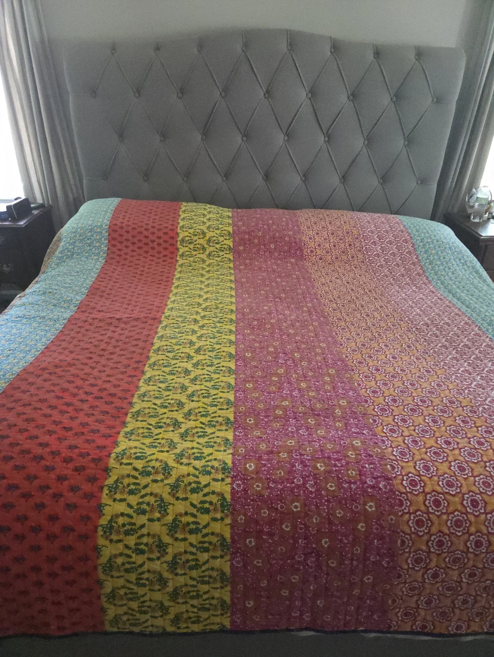 Anthology Samara Bohemian 98" X 88" Quilted Cotton Reversible Coverlet - Picture 2 of 10